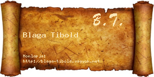 Blaga Tibold névjegykártya